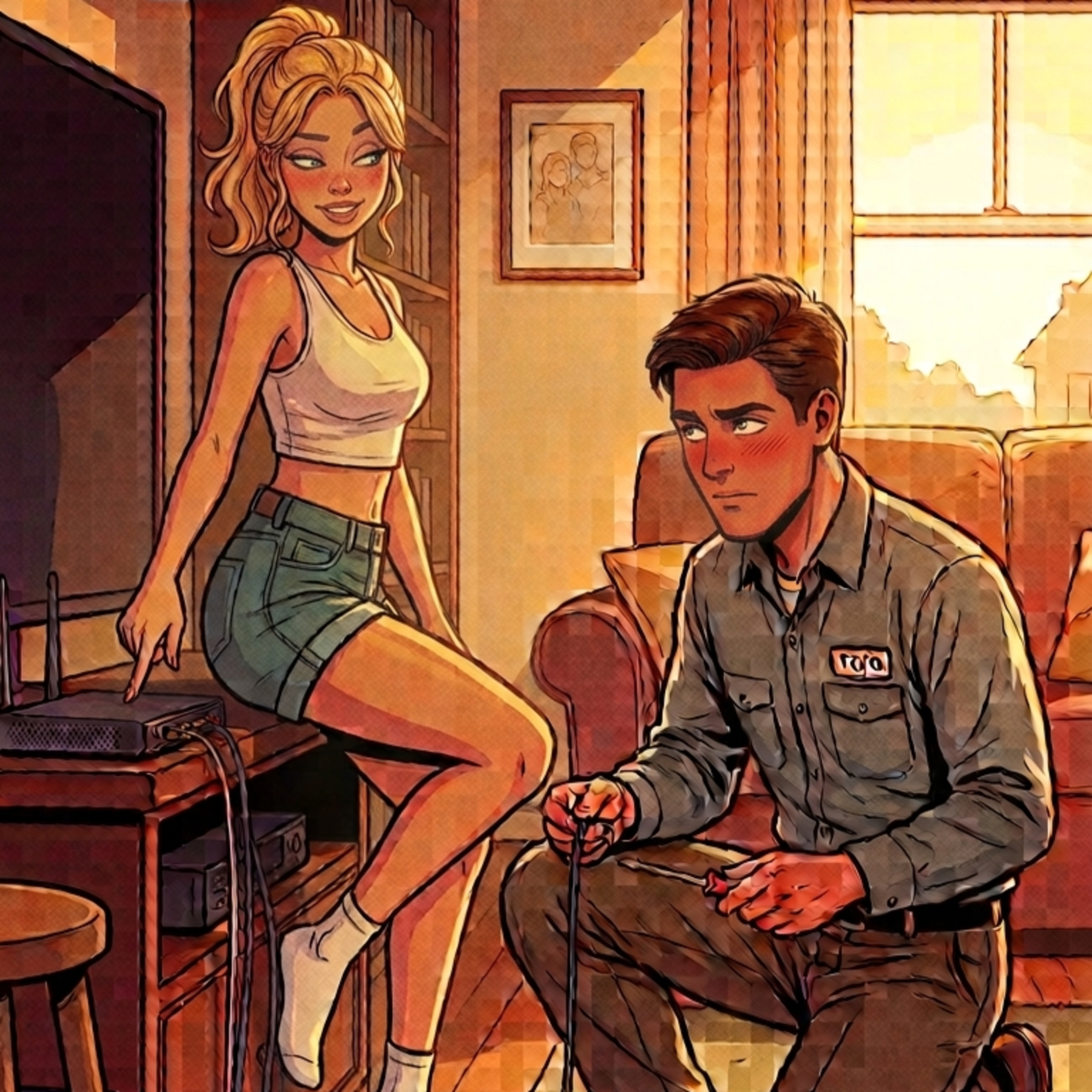 Home Alone - Tempting the Technician(mf, teasing, teen, anal)